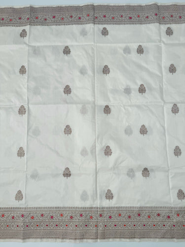 Banarasi Katan Silk Meenakari Saree | Off White | Antique  Zari | Handwoven |  Silk Mark Certified | Ships from California
